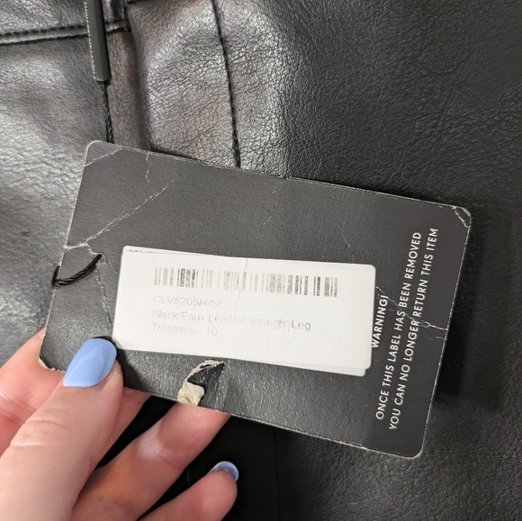 NWT Pretty Little Thing Black Faux Leather‎ Straight Leg Trousers Size 6 - Picture 7 of 7